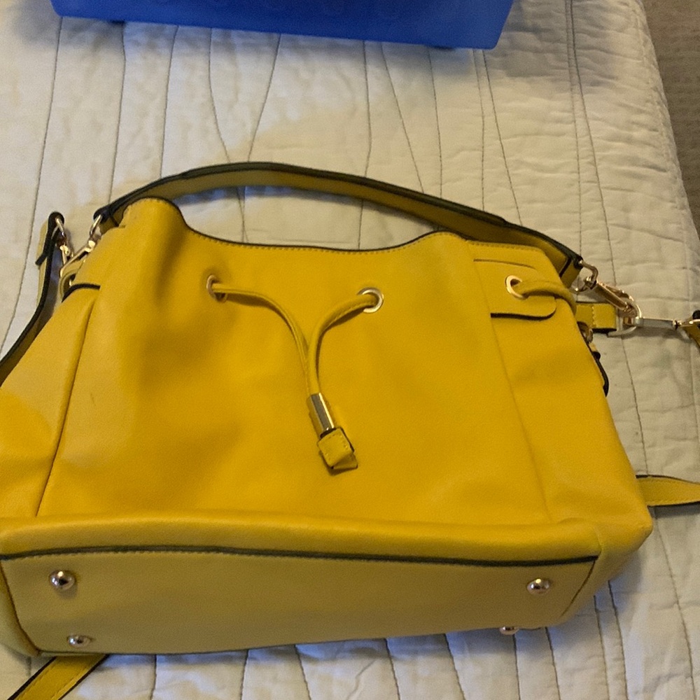 Top shop faux leather yellow bag